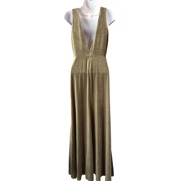 Jenny Yoo Velvet Maxi Dress Formal Gown Sleeveless Olive‎ Green Size 2 - Picture 4 of 9